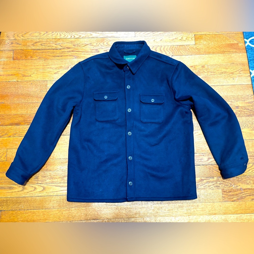 Orvis Navy Blue Wool Work Shirt Jacket